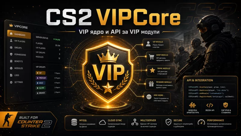 [CS2] VIPCore Plugin — VIP ядро и API за VIP модули в ...
